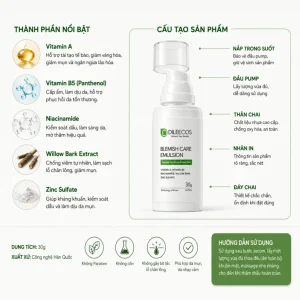 SỮA DƯỠNG TRỊ MỤN DILEECOS BLEMISH CARE EMULSION 30g - Ảnh 3