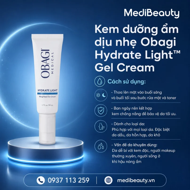 Kem dưỡng ẩm dịu nhẹ 24h Obagi Hydrate Light Weightless Gel Cream - Ảnh 2